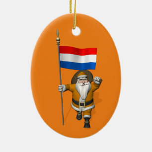 Sinterklaas med tecken på Nederländerna Julgransprydnad Keramik