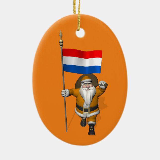 Sinterklaas med tecken på Nederländerna Julgransprydnad Keramik (Baksidan)