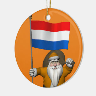 Sinterklaas med tecken på Nederländerna Julgransprydnad Keramik