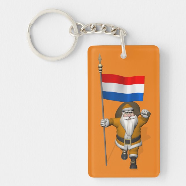 Sinterklaas med tecken på Nederländerna Nyckelring (Framsidan)