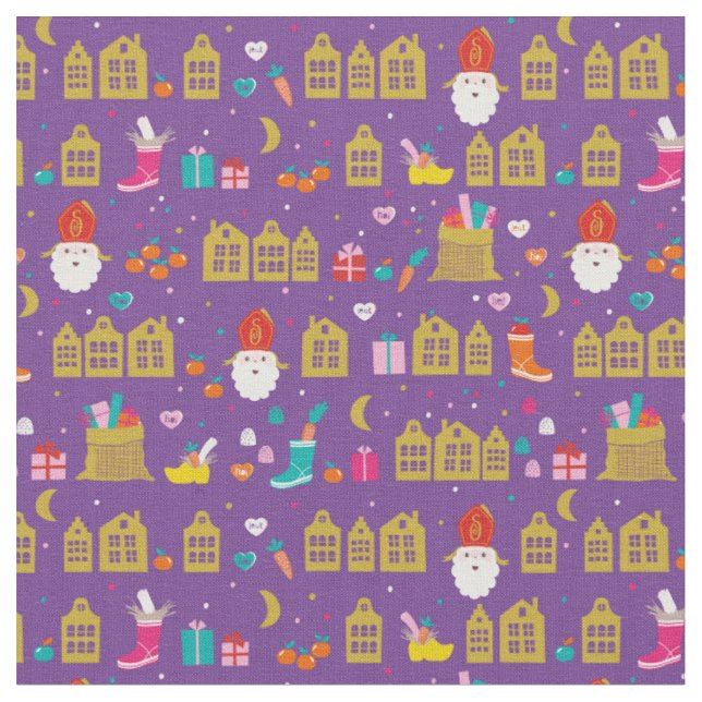 Sinterklaas met huisjes en kadootjes op paages tyg (Närbild)