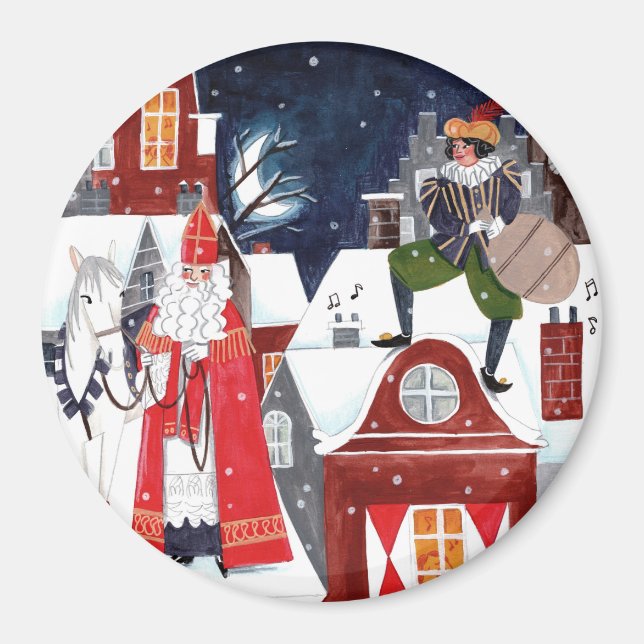 Sinterklaas och Piet på taken av Amsterdam Magnet (Framsidan)
