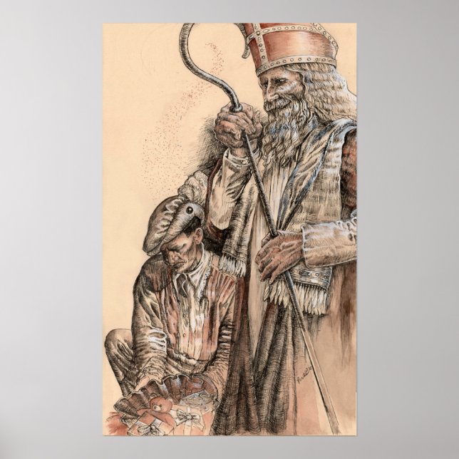 Sinterklaas och Zwarte Piet av Portia St Luke Poster (Framsidan)