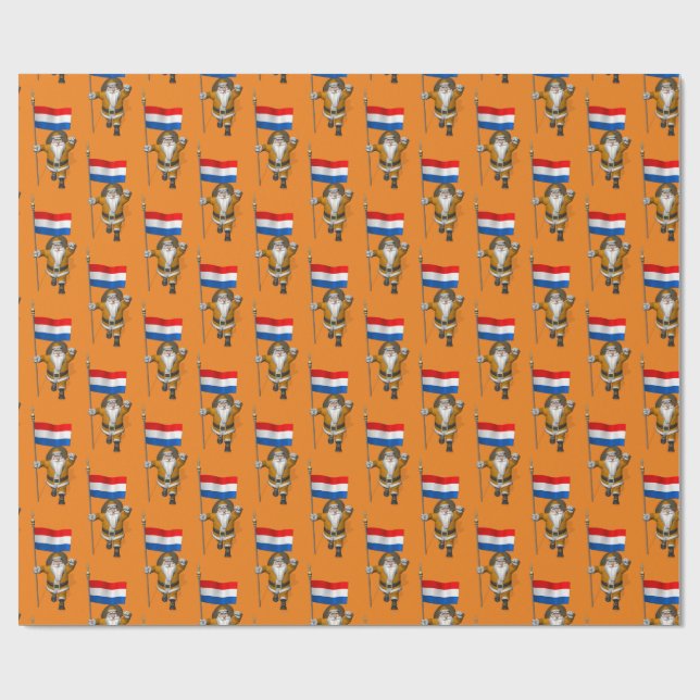Sinterklaas with Flagga of the Netherlands Presentpapper (Platt)