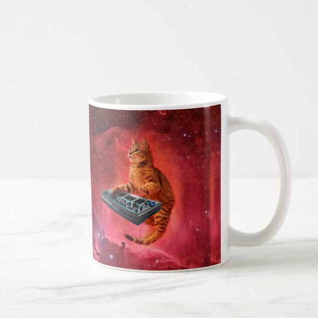 Sinthesizer cat in red space kaffemugg (Höger)