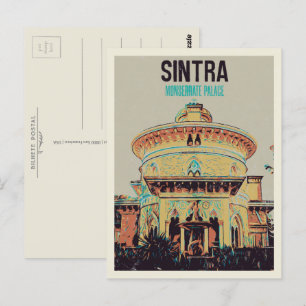 Sintra Monserrate palace illustration Portugal Vykort
