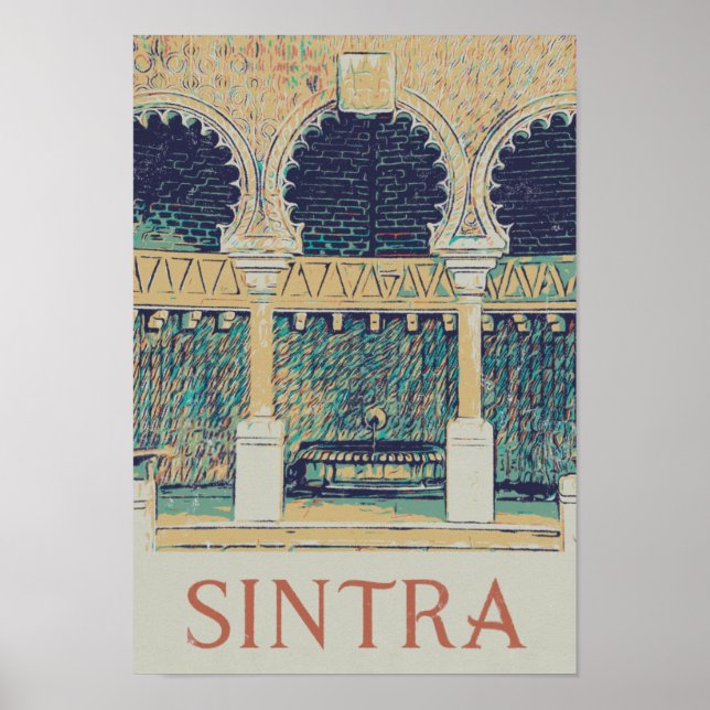 Sintra Moorish Architecture illustration Portugal Poster (Framsidan)