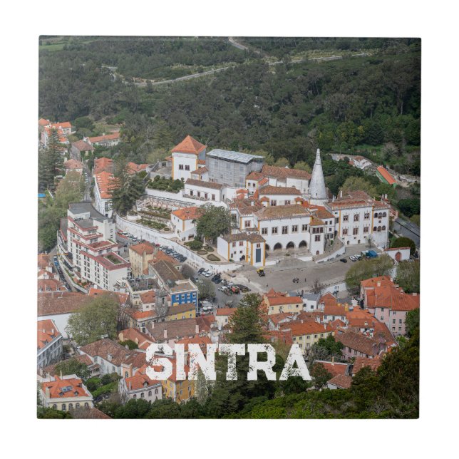 Sintra-palatset ovanifrån i Sintra, Portugal Kakelplatta (Framsidan)