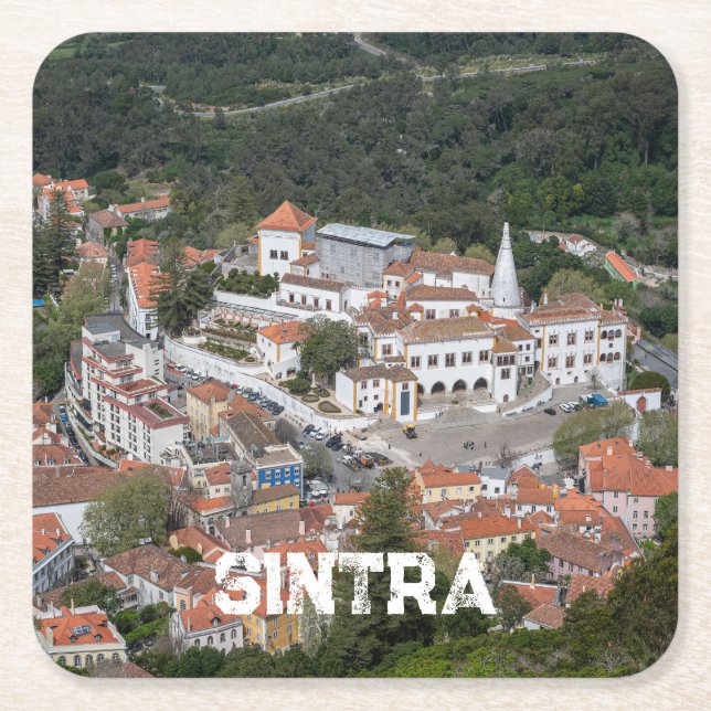 Sintra-palatset ovanifrån i Sintra, Portugal Underlägg Papper Kvadrat (Framsidan)