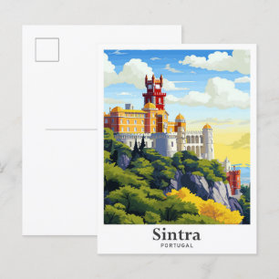 Sintra Portugal Art Vintage resor Illustration Vykort