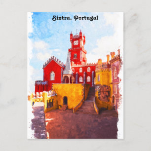 Sintra Portugal City Watercolor Vykort