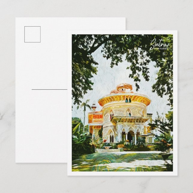 Sintra Portugal vackra Oil Paint Landcape Vykort (Fram/baksida)