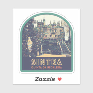 Sintra Regaleira palatace illustration Portugal Klistermärken