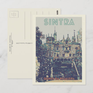 Sintra Regaleira palatace illustration Portugal Vykort