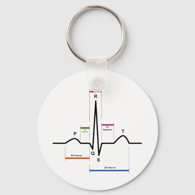 Sinusrytm i EKG- diagram med elektrokardiogram Nyckelring (Framsida)