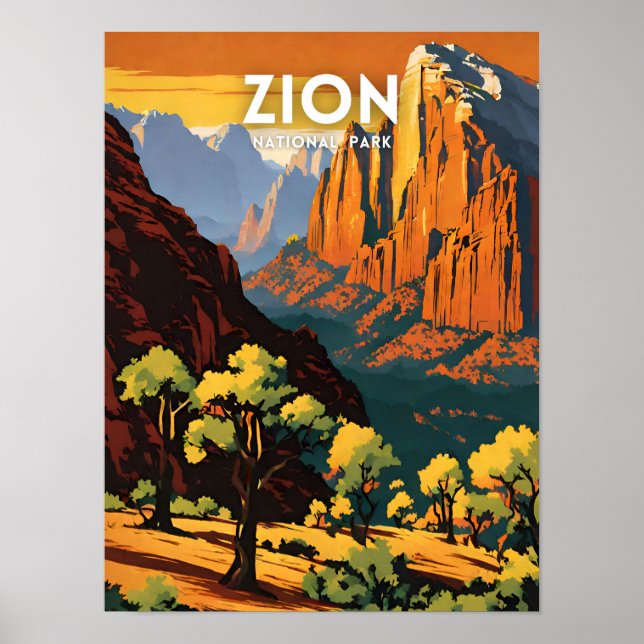 Sion National Park illustration retro Decorative Poster (Framsidan)