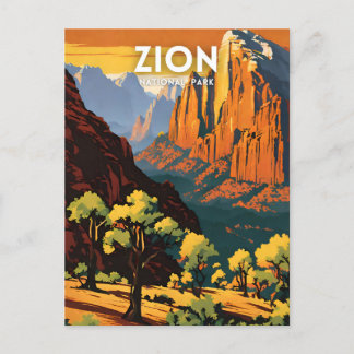 Sion National Park illustration retro Decorative Vykort