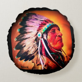 Sioux Chief Round Pillow Rund Kudde