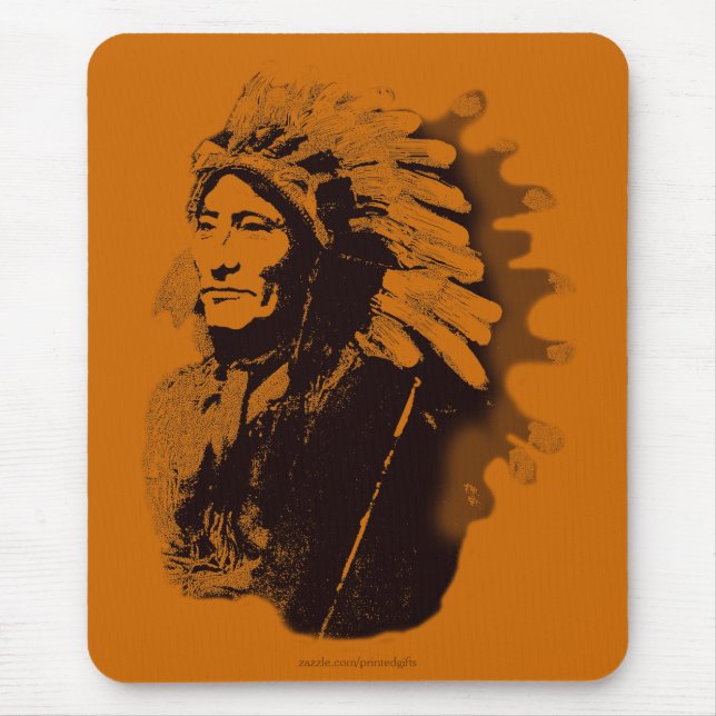 Sioux Chieftain Native American Gift Mousepad Musmatta (Framsidan)