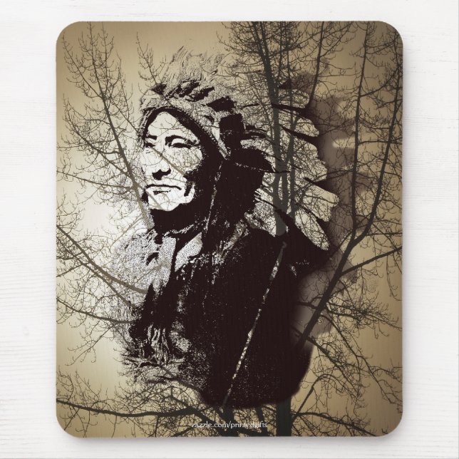 Sioux Chieftain Native American Gift Mousepad Musmatta (Framsidan)