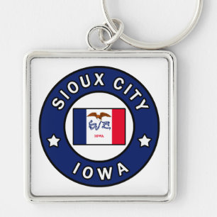 Sioux City Iowa Fyrkantig Silverfärgad Nyckelring