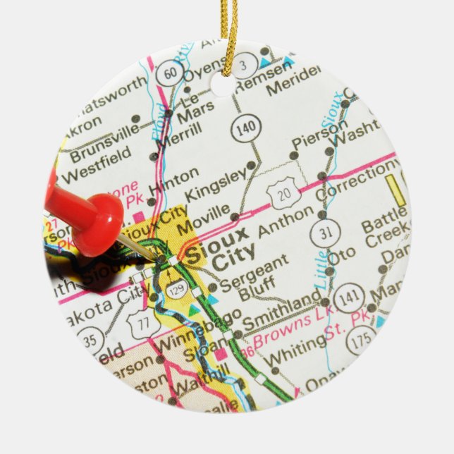 Sioux City Iowa Julgransprydnad Keramik (Framsidan)