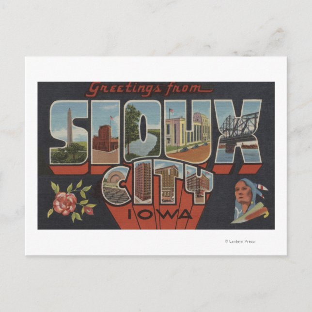 Sioux City, Iowa - Stora Brev Scenes Vykort (Framsida)