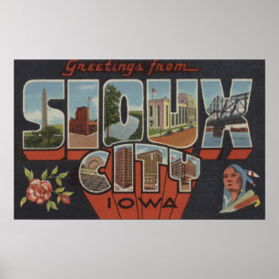 Sioux City Iowa - stora brevplatser Poster