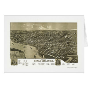Sioux City panorama- karta för IA - 1888 Hälsningskort