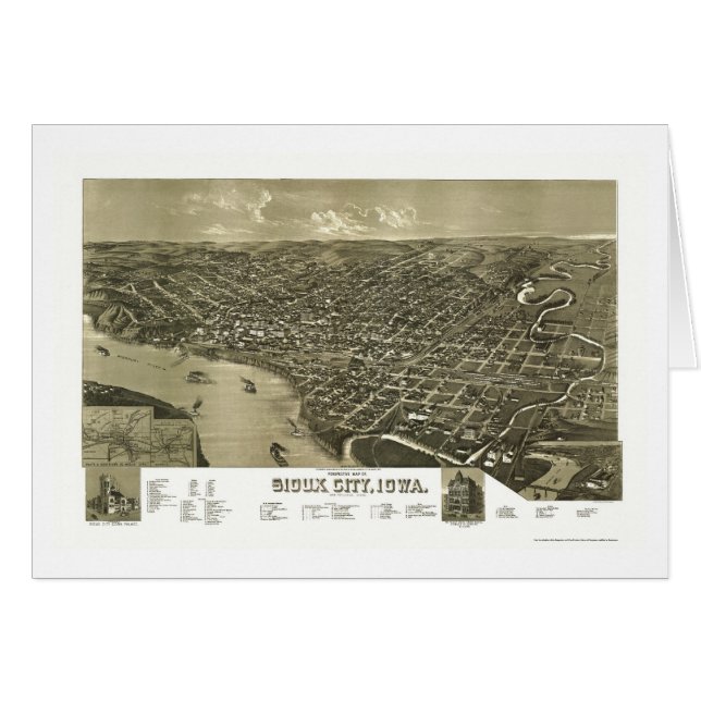Sioux City panorama- karta för IA - 1888 Hälsningskort (Framsidan Horizontal)