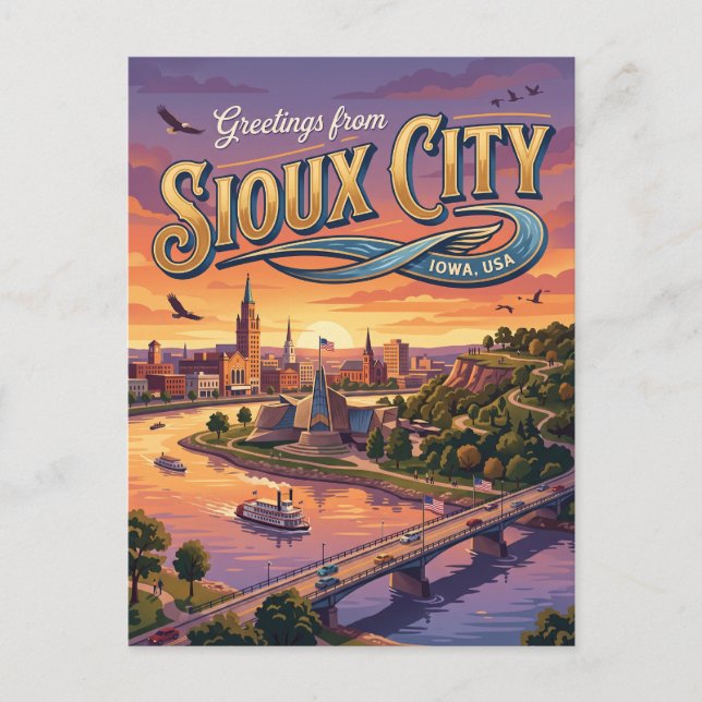Sioux City Riverfront USA Vykort (Framsida)