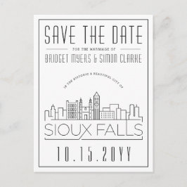 Sioux Falls Bröllop Stilized Skyline Spara datum Vykort