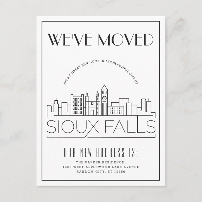 Sioux Falls Modern Deco | Ny adress Meddelande Vykort (Framsida)