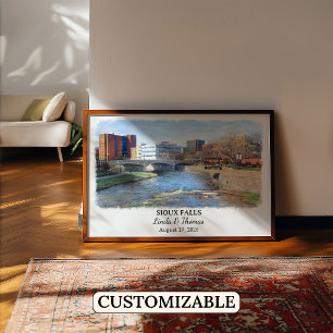 Sioux Falls South Dakota Affisch, Akvarell Poster