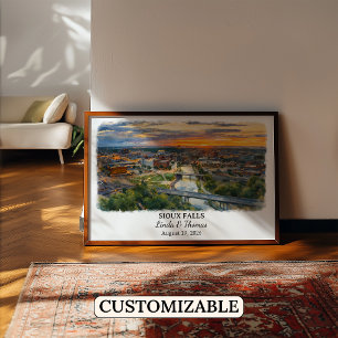 Sioux Falls South Dakota Affisch, Akvarell Poster