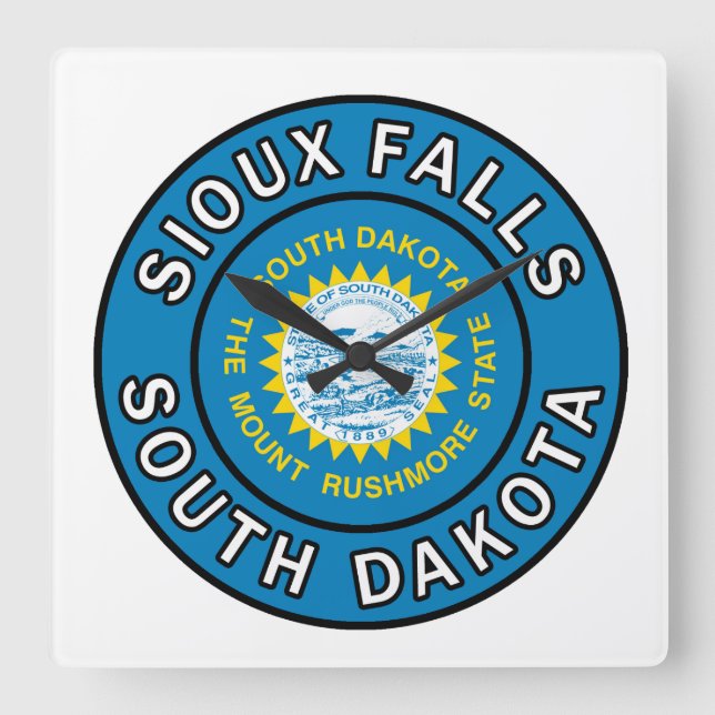 Sioux Falls South Dakota Fyrkantig Klocka (Framsida)