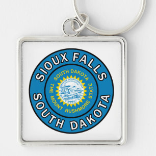 Sioux Falls South Dakota Fyrkantig Silverfärgad Nyckelring