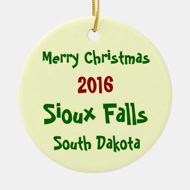 Sioux Falls South Dakota JULPRYDNAD 2016 Julgransprydnad Keramik (Framsidan)