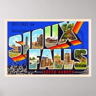 Sioux Falls South Dakota SD Large Brev vykort Poster