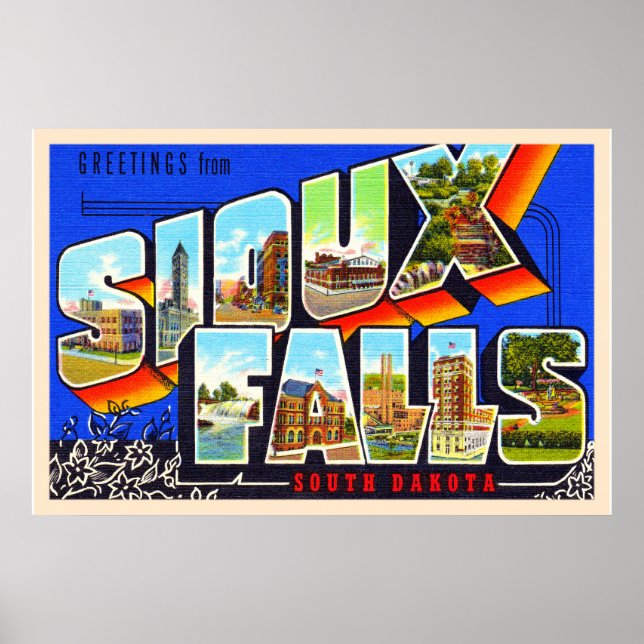 Sioux Falls South Dakota SD Large Brev vykort Poster (Framsidan)