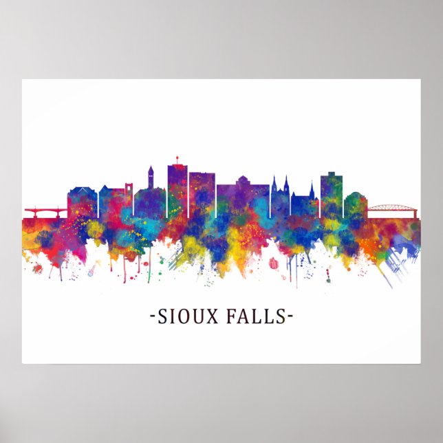 Sioux Falls South Dakota Skyline Poster (Framsidan)