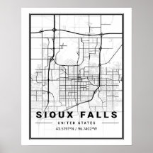 Sioux Falls South Dakota USA Travel City Karta