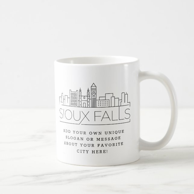 Sioux Falls Stylized Skyline | Anpassningsbar Slog Kaffemugg (Höger)