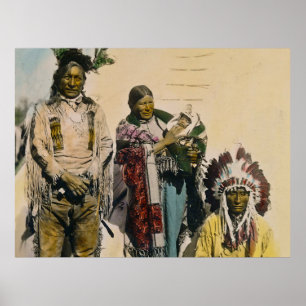 Sioux Indian Grått Eagle och Family Stereoview Pos Poster