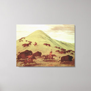 Sioux Indians jagbuffalo, 1835 (olja på arbetsyta) Canvastryck