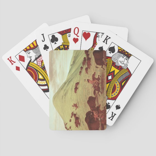 Sioux indier som jagar buffeln, 1835 (olja på casinokort (Baksidan)