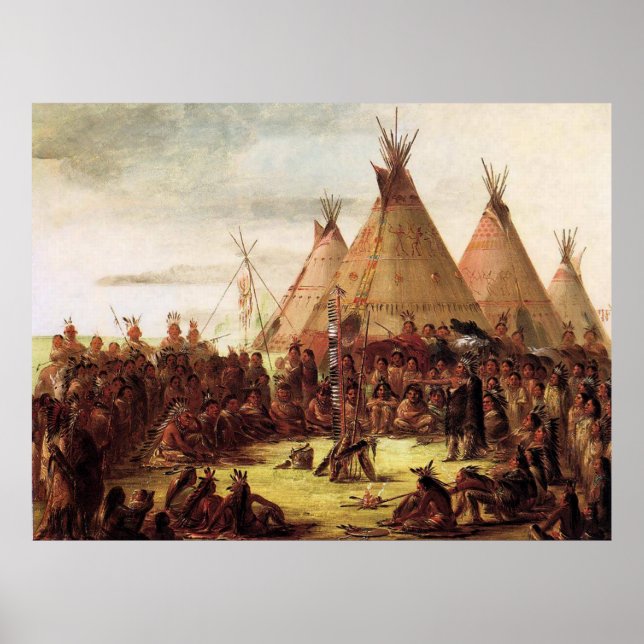 Sioux krigsråd George Catlin Cirka 1850 Poster (Framsidan)