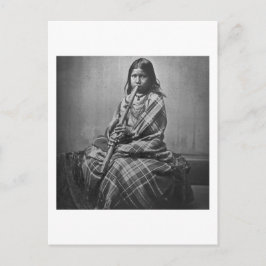 Sioux Musician Girl Black and White Vykort