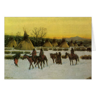 Siouxläger vid Wounded Knee av John Hauser Hälsningskort
