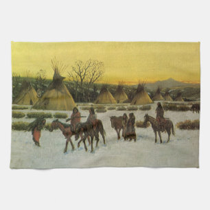 Siouxläger vid Wounded Knee av John Hauser Kökshandduk